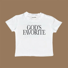 God’s Favorite Baby Tee – Cropped Graphic Tee for Gen Z Girls
