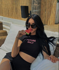 Future MILF Baby Tee black Crop Top