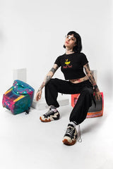 Duck You Graphic Baby Tee | Black Crop Top for Gen Z