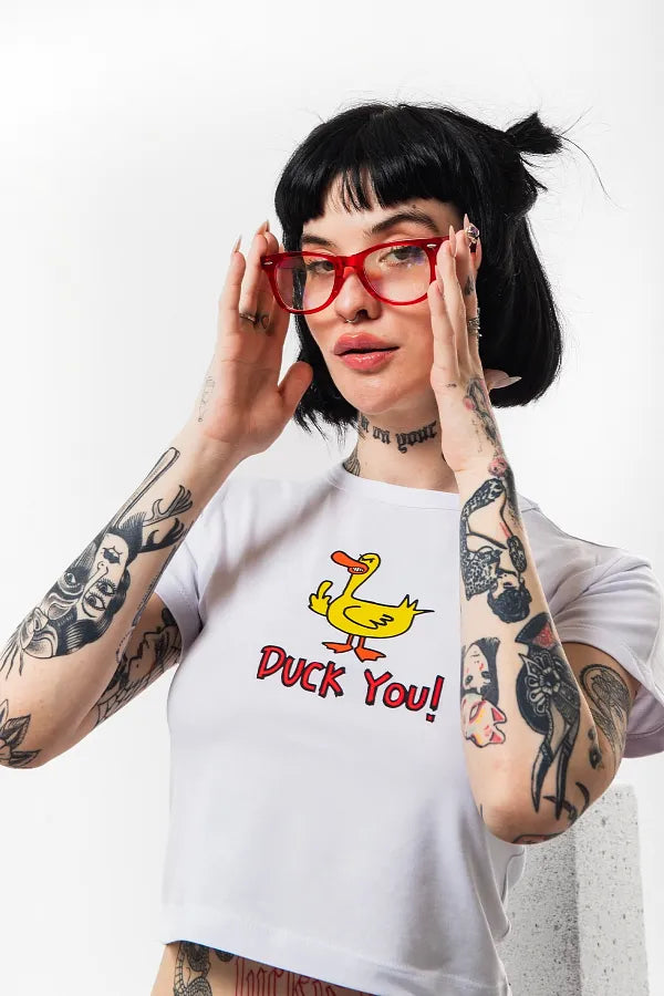 Duck You Baby Tee – Graphic Y2K Crop Top