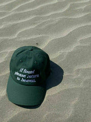 Green Aesthetic Baseball Cap – "If Found Return to Heaven" Embroidered Hat