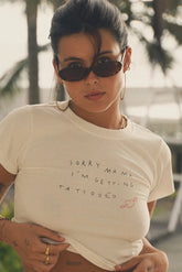 Sorry Mama Baby Tee – White Aesthetic Crop Top