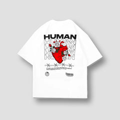 Human Heart White Oversized T-Shirt for Men & Women