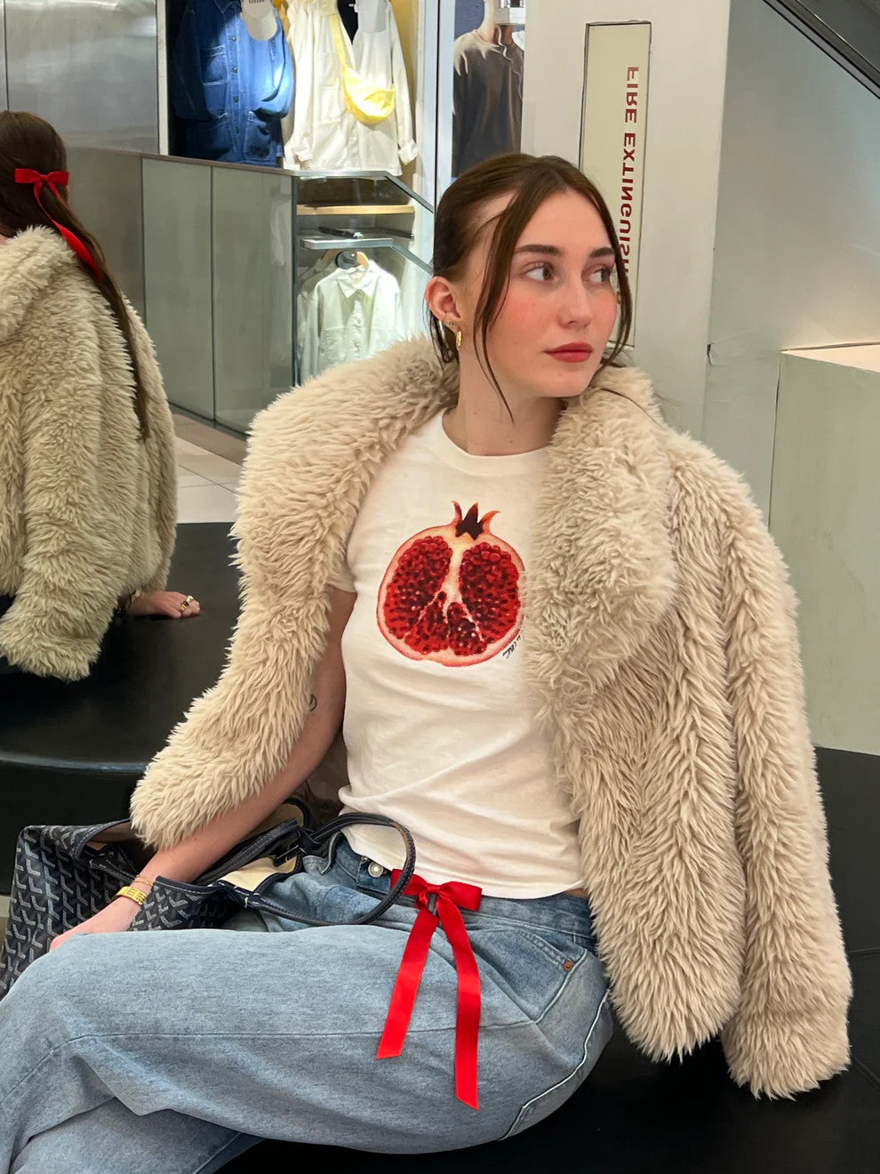 Pomegranate Print Baby Tee for Women