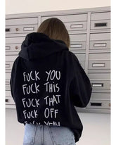 Black Hoodie with "F*ck You" Graphic