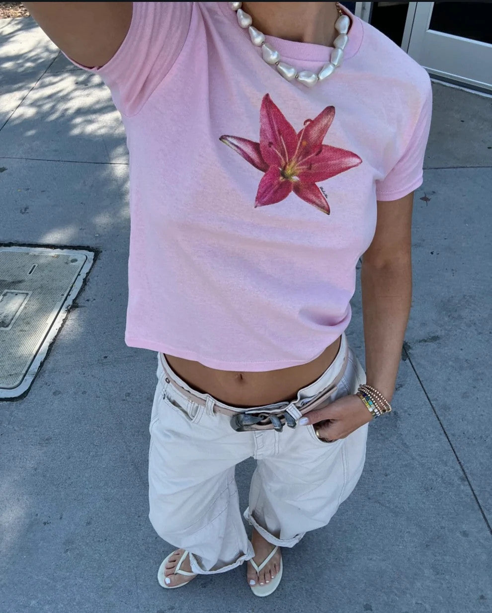 Lily Blossom Aesthetic Baby Tee for Women