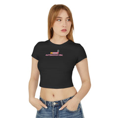 Outsmoke Him Graphic Baby Tee for Women – Black Fitted Crop Top