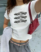 Vintage Race Car Baby Tee for Women