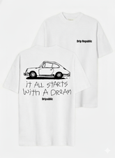 Oversized Classic Car T-Shirt | "Starts With A Dream" | Drip Republic