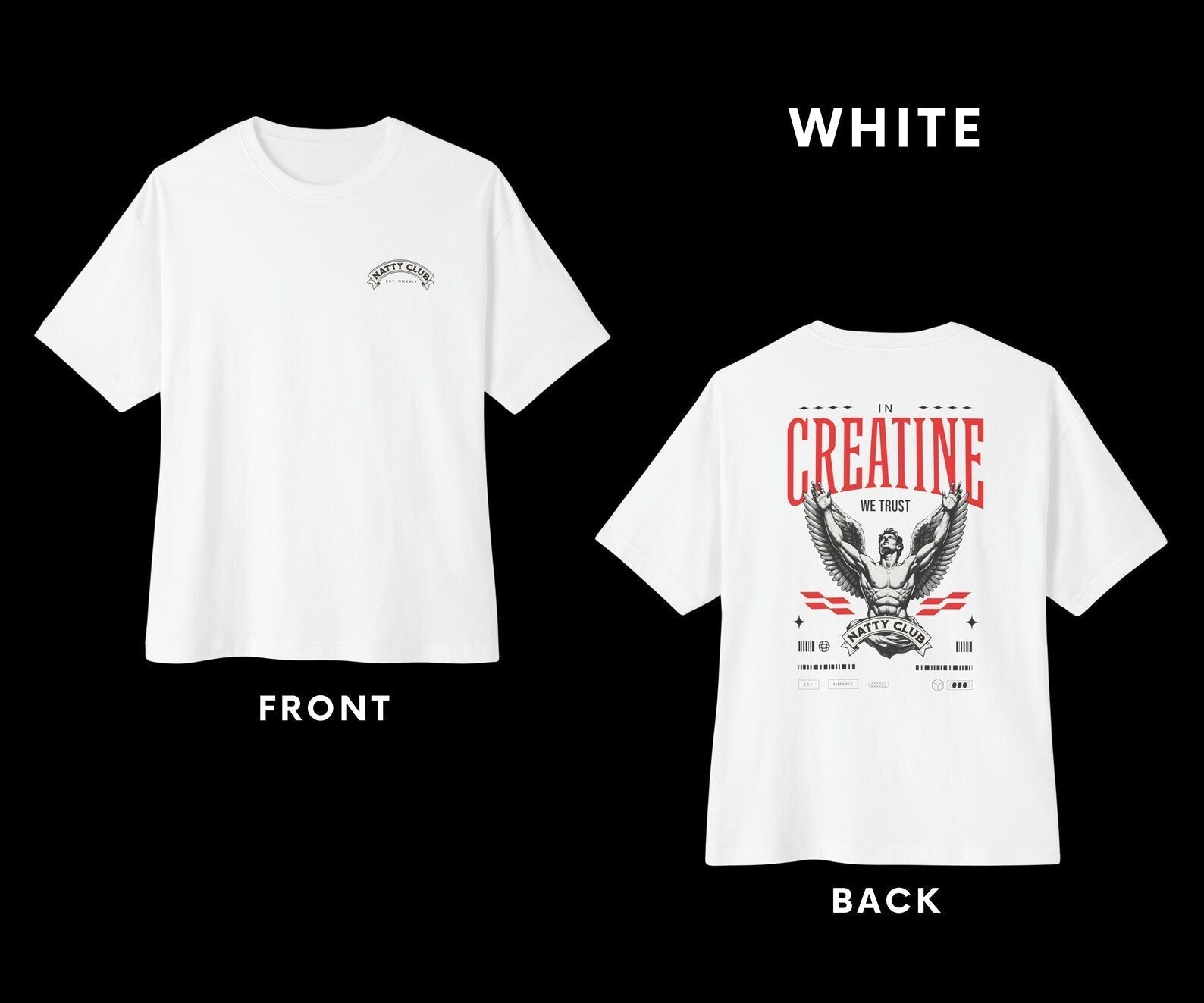 white Oversized Creatine Gym T-Shirt