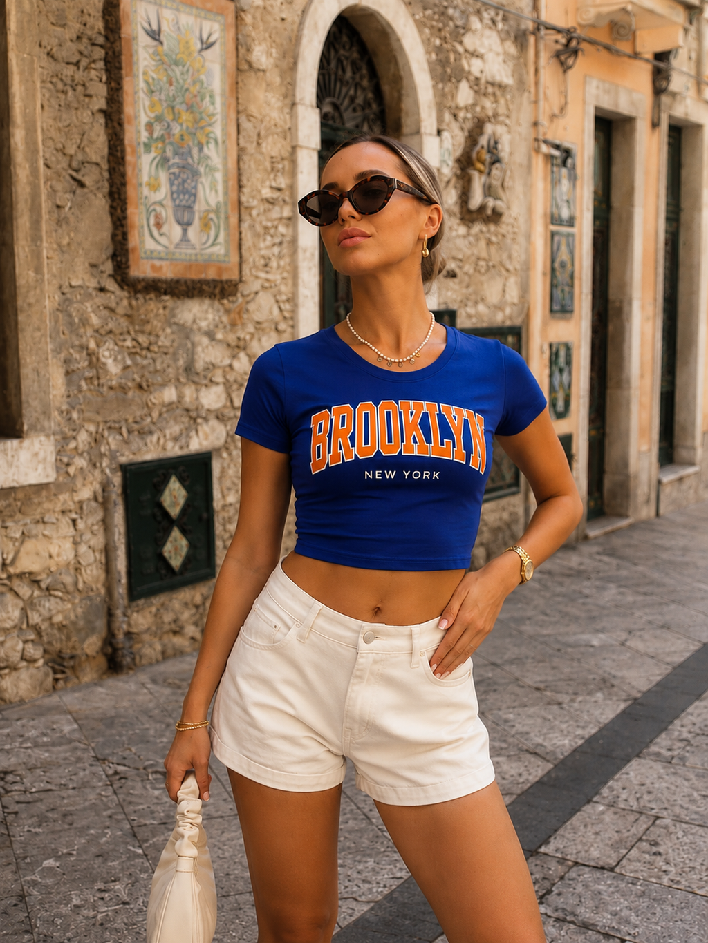 Brooklyn New York Baby Tee – Slim Fit Cropped Graphic T-Shirt
