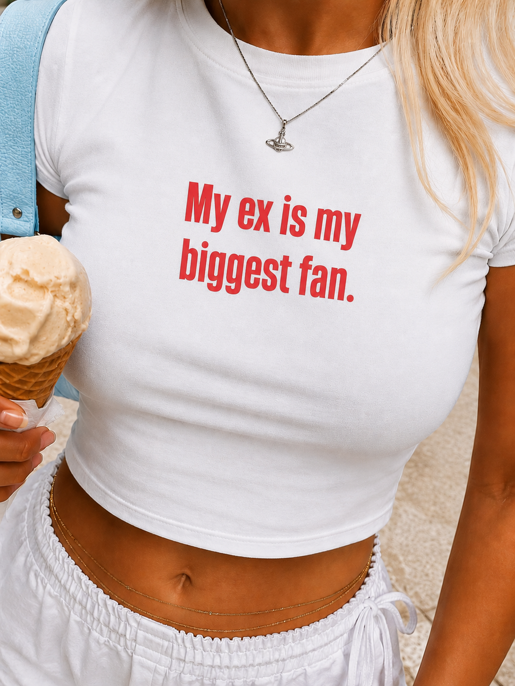 My Ex Is My Biggest Fan Baby Tee – Viral Y2K Graphic Crop Top for Women