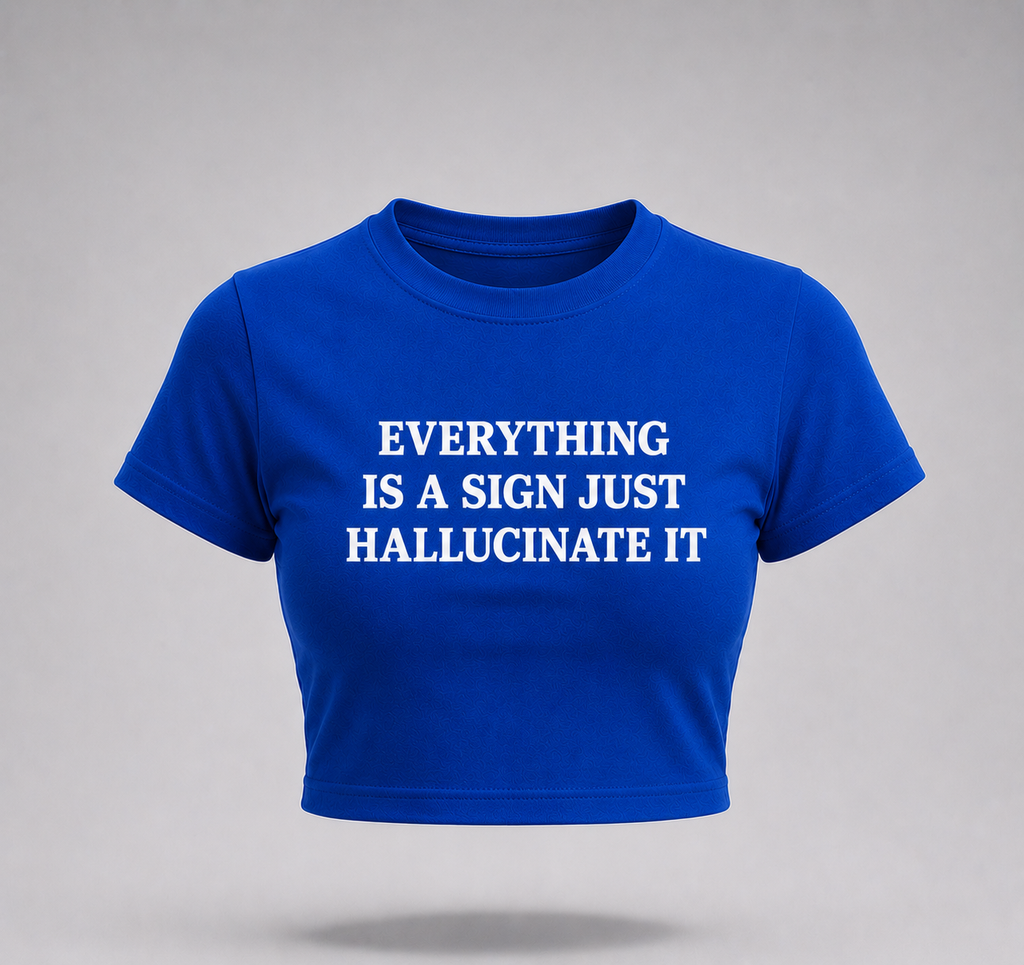Everything Is A Sign Just Hallucinate It Baby Tee – Viral Y2K Graphic Crop Top