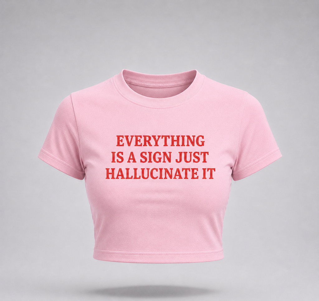 Everything Is A Sign Just Hallucinate It Baby Tee – Viral Y2K Graphic Crop Top