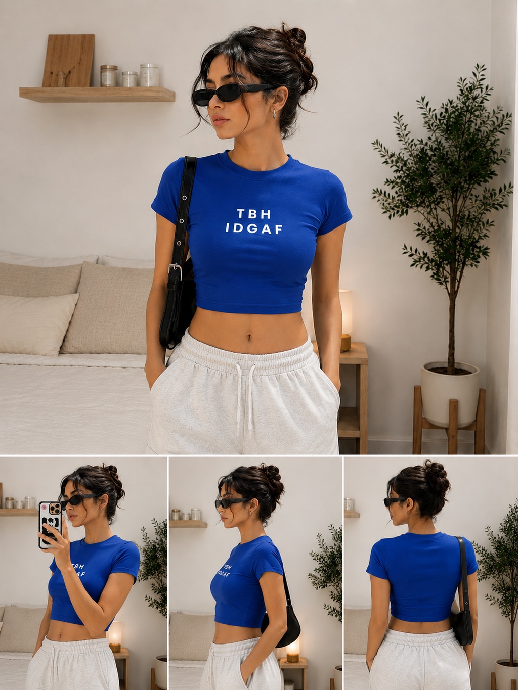 TBH IDGAF Baby Tee – Cropped Slim Fit Graphic T-Shirt