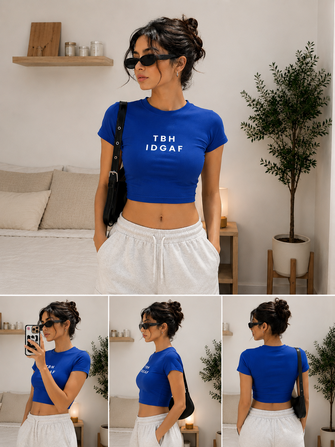 TBH IDGAF Baby Tee – Cropped Slim Fit Graphic T-Shirt