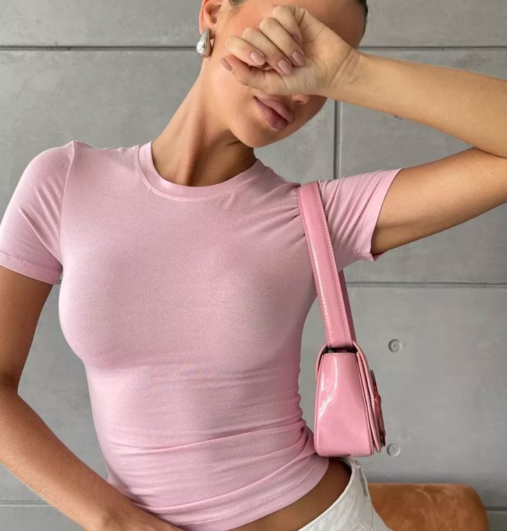 Essential Pink Baby Tee Crop Top