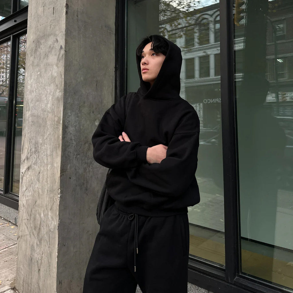Black Oversized Drop Shoulder Hoodie