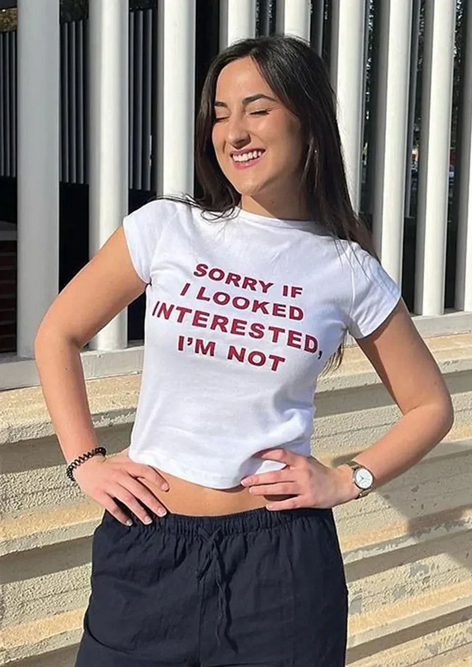 Sorry I Look Interested I'm Not Baby Tee | Crop Top
