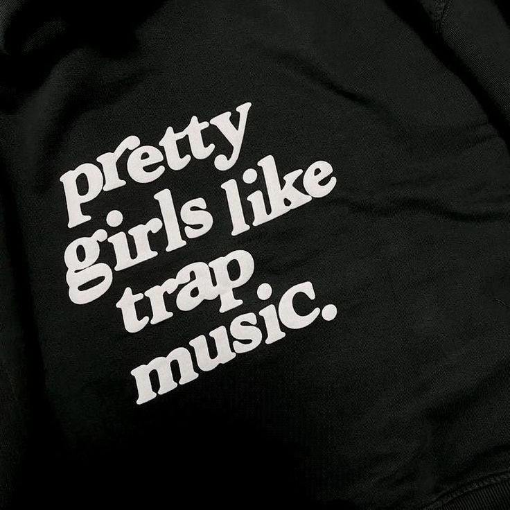 Women's Black Oversized Hoodie - Pretty Girls Like Trap Music