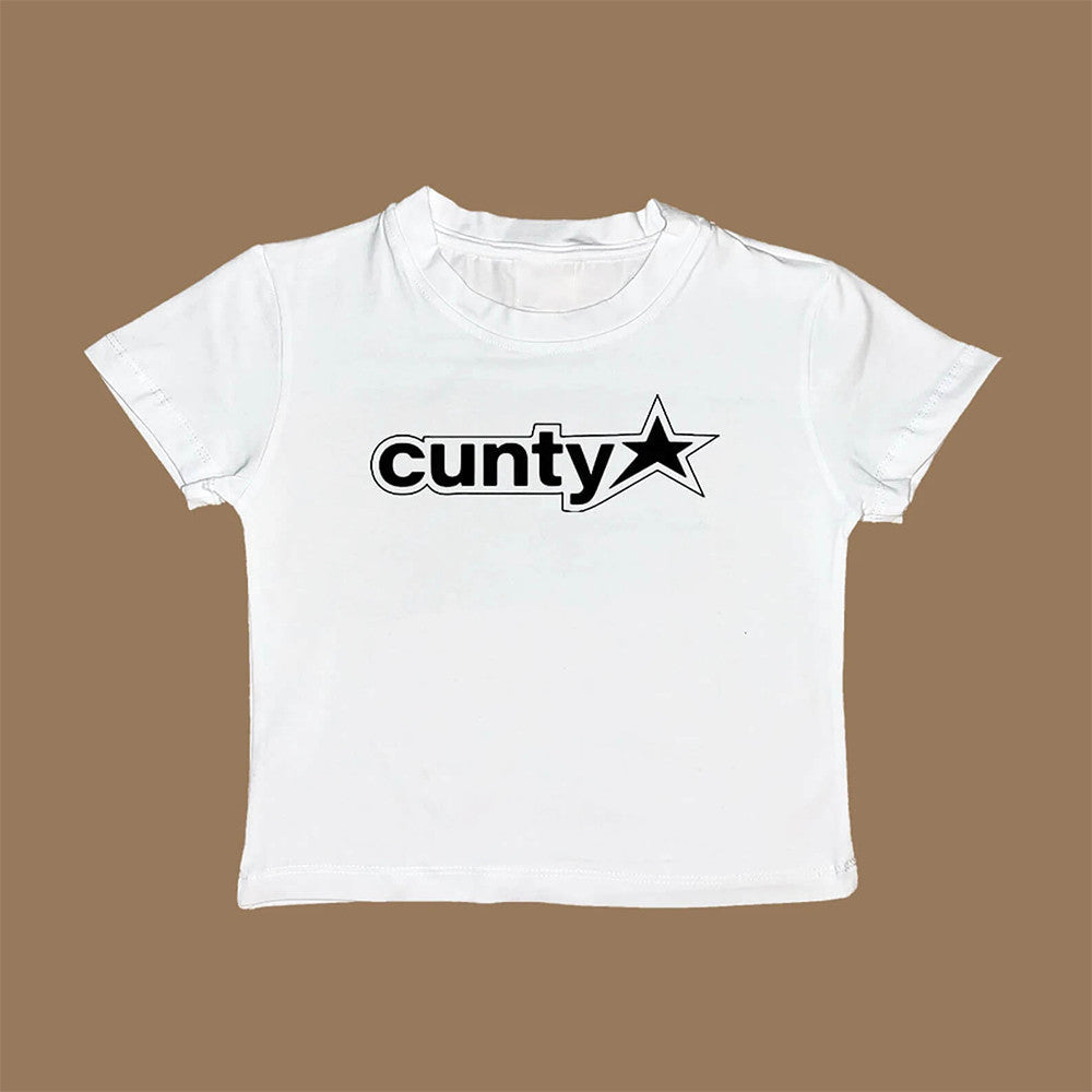 Whit Bold Star Graphic Baby Tee Crop Top for Women
