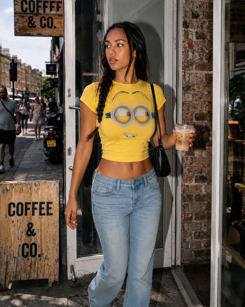 Minion-Inspired Graphic Baby Tee for Women | Y2K Fitted Crop Top | Drip Republic