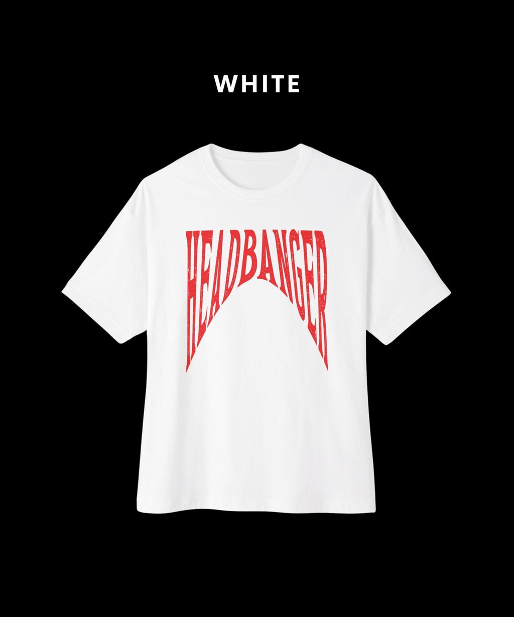 HEADBANGER white Oversized T-Shirt for Men & Women