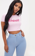 Feminist Pink Graphic Baby Tee – 95% Cotton 5% Lycra Stretch Fit Top