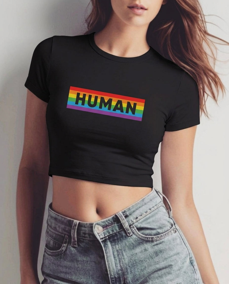 HUMAN Graphic Baby Tee – Ultra Fitted Cropped T-Shirt