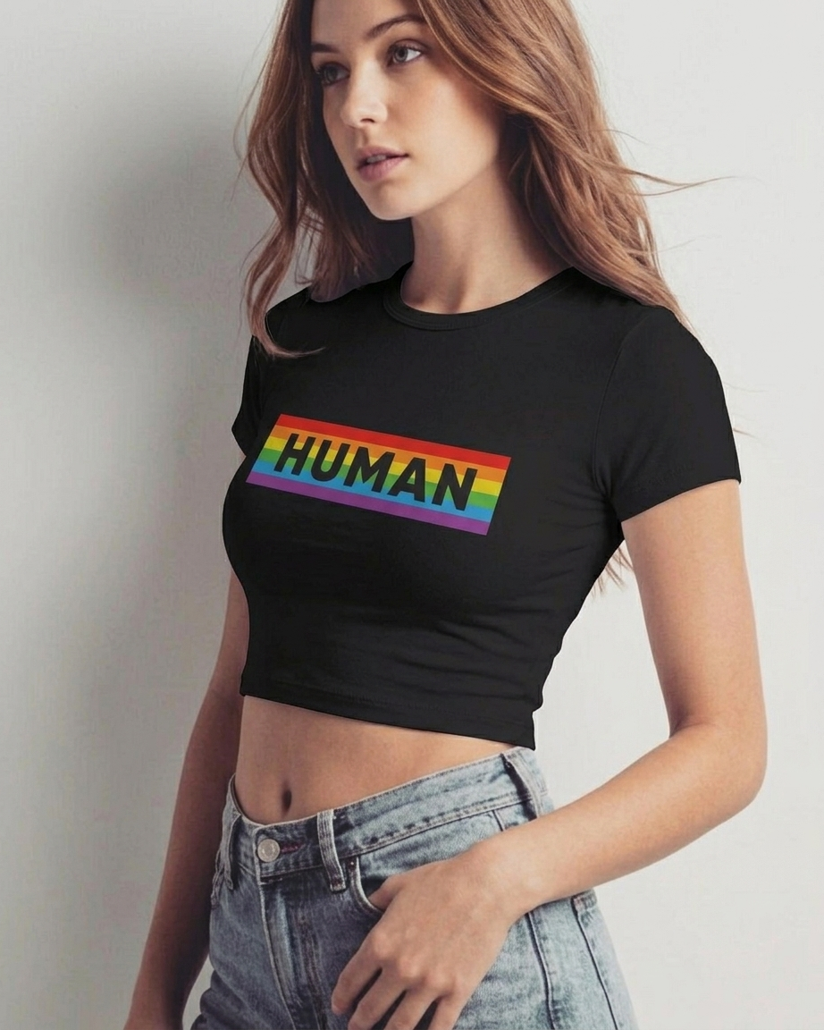 HUMAN Graphic Baby Tee – Ultra Fitted Cropped T-Shirt