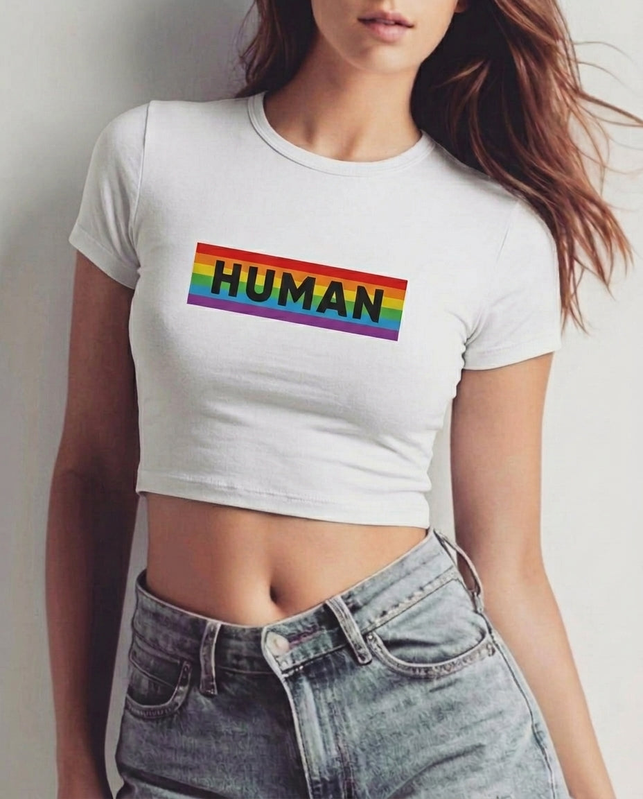 HUMAN Graphic Baby Tee – Ultra Fitted Cropped T-Shirt