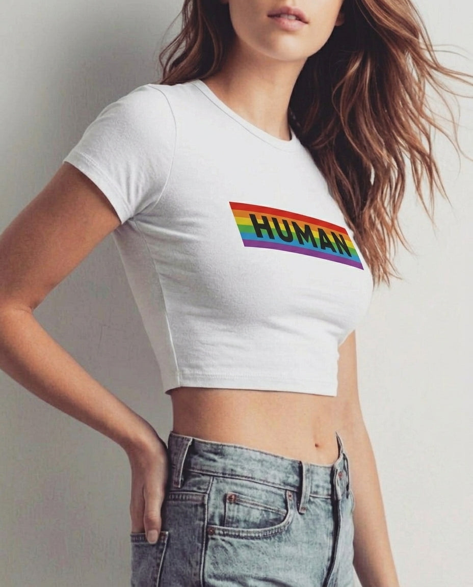 HUMAN Graphic Baby Tee – Ultra Fitted Cropped T-Shirt