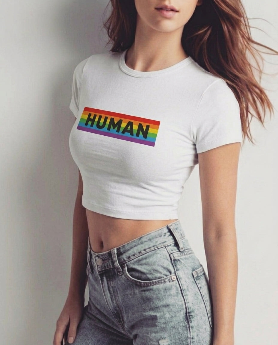 HUMAN Graphic Baby Tee – Ultra Fitted Cropped T-Shirt