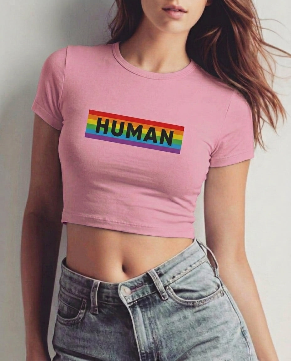 HUMAN Graphic Baby Tee – Ultra Fitted Cropped T-Shirt