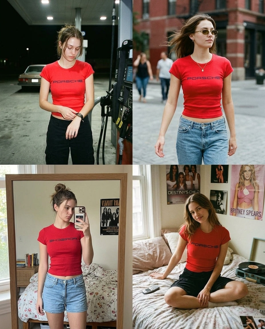 PORCHE Baby Tee – Slim Fit Cropped T-Shirt