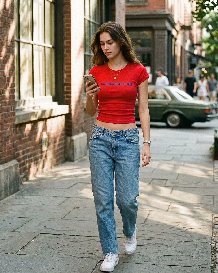 PORCHE Baby Tee – Slim Fit Cropped T-Shirt