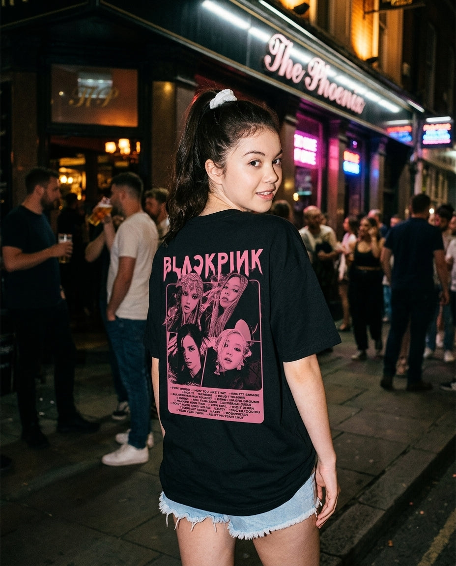 BLACKPINK Oversized Drop Shoulder T-Shirt – 240 GSM Cotton