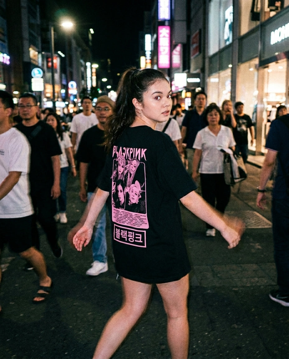 BLACKPINK Oversized Drop Shoulder T-Shirt – 240 GSM Cotton