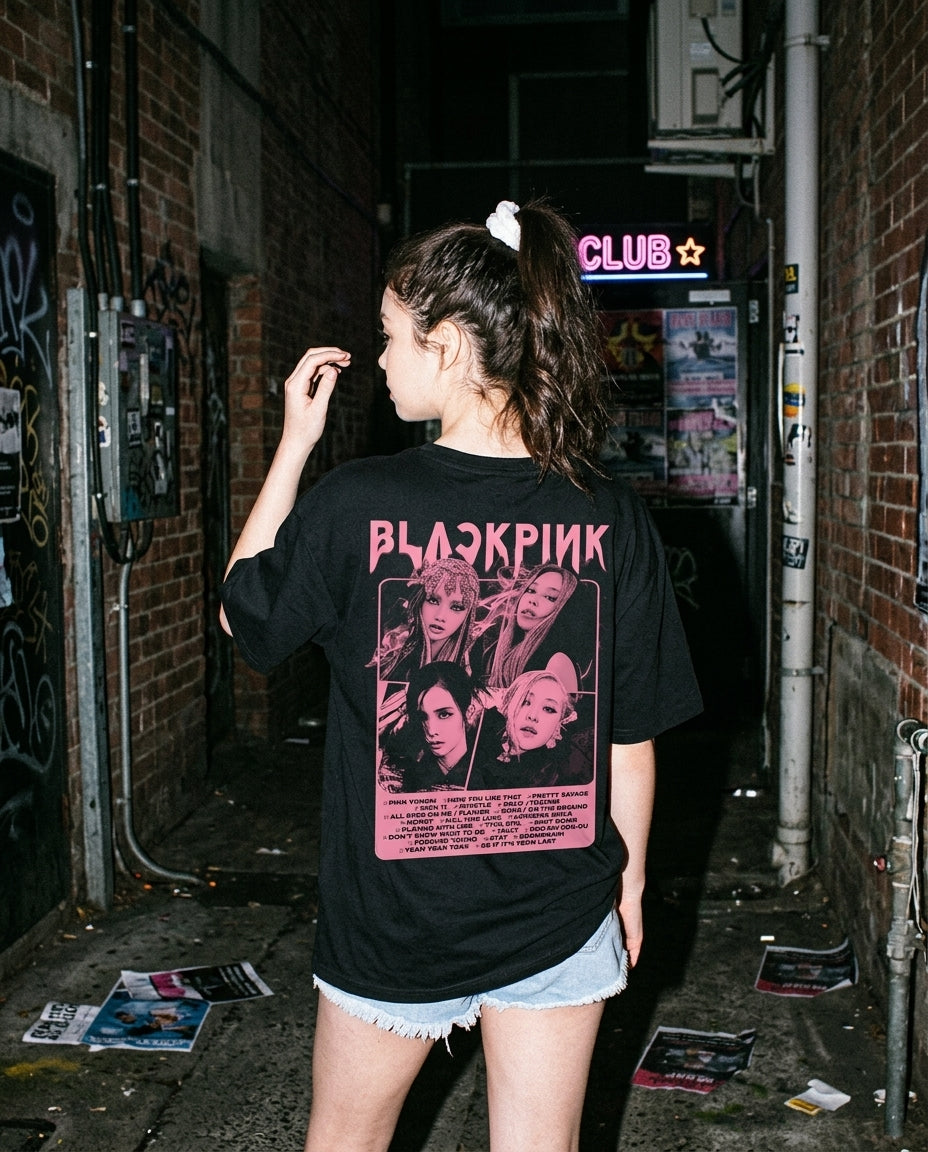 BLACKPINK Oversized Drop Shoulder T-Shirt – 240 GSM Cotton