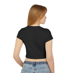 Retro Model Graphic Baby Tee for Women – Cropped Streetwear Top in Black