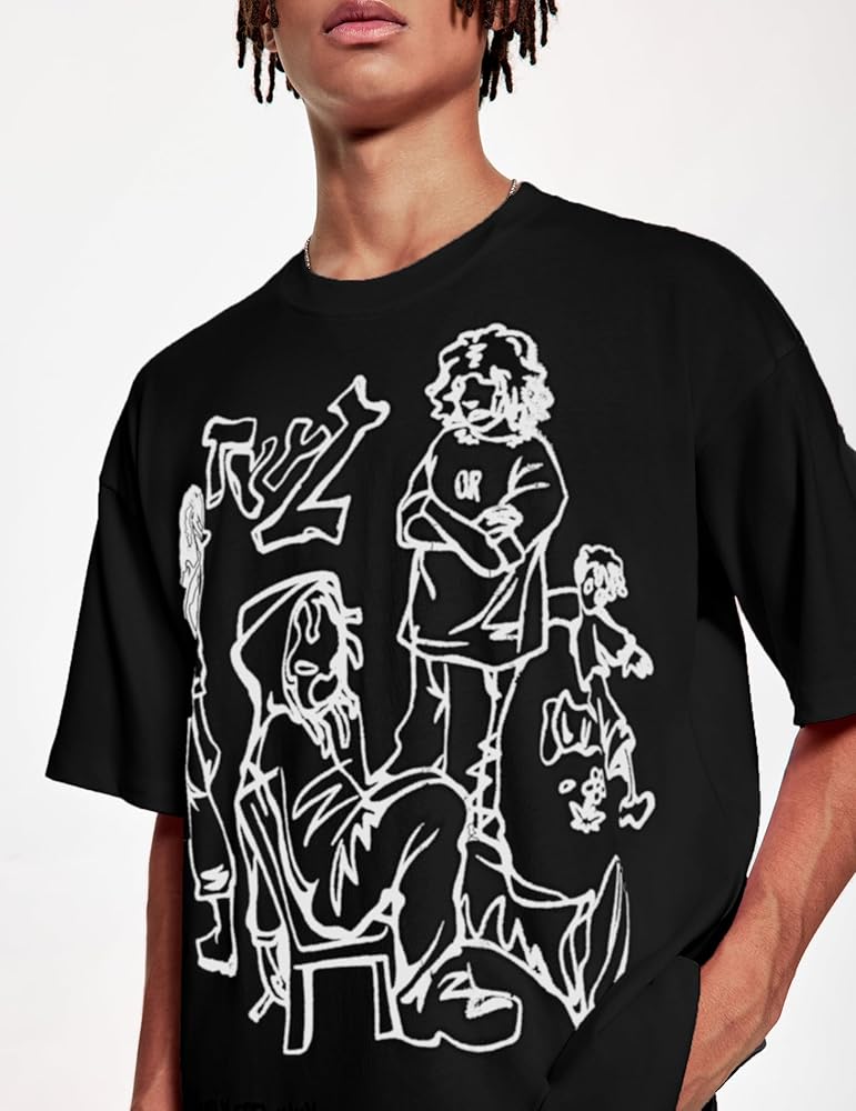 Black Oversized Streetwear Graphic T-Shirt for Men & Women
