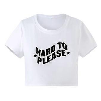 “Hard To Please” Printed Women’s Crop Top T-Shirt – Black & White