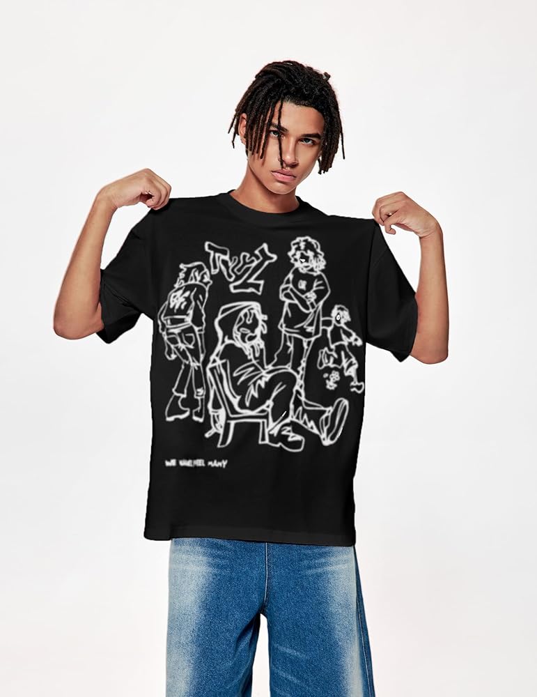 Black Oversized Streetwear Graphic T-Shirt for Men & Women