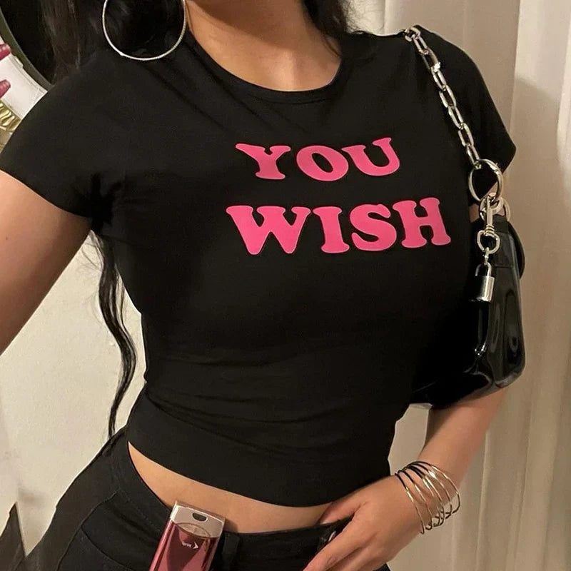YOU WISH Graphic Baby Tee for Women